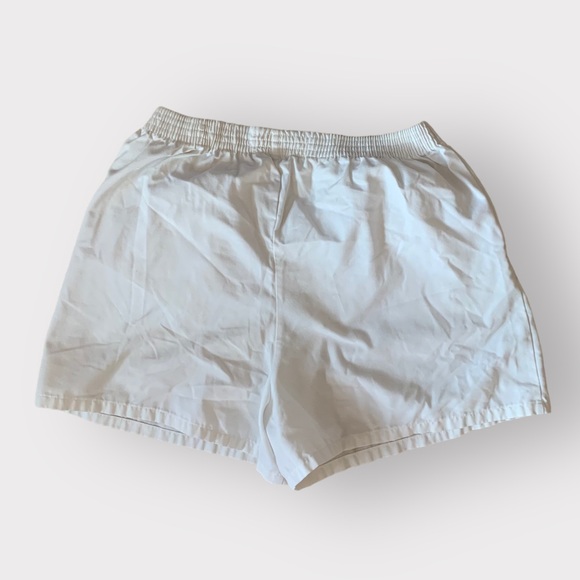 Vintage white size large flat front unisex shorts with red piping - Picture 3 of 6